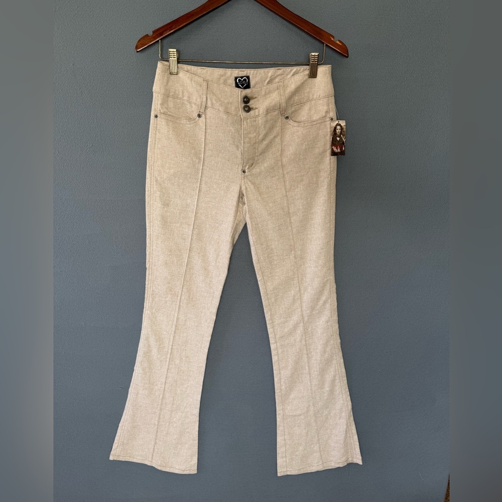 XOXO Jeans Y2K Linen Blend Bootcut Pants Size 5/6 NWT - Picture 2 of 15